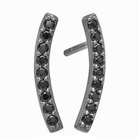 Sif Jakobs Rhodium Plated \'Fucino\' Small Black Cubic Zirconia Bar Dropper Earrings SJ-E1015-BK