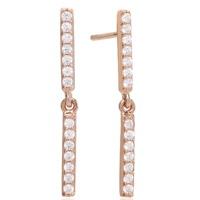 Sif Jakobs Ladies Rose Gold-Plated \'Siena Lungo\' White Cubic Zirconia Bar Drop Earrings SJ-E1018-CZ(RG)
