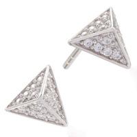 Sif Jakobs Ladies Rhodium Plated \'Pecetto Piccolo\' White Cubic Zirconia Pyramid Earrings SJ-E1853-CZ