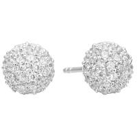 Sif Jakobs Ladies Rhodium Plated \'Bobbio\' Round White Pave Earrings SJ-E2104-CZ