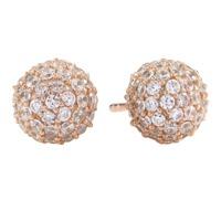 Sif Jakobs Ladies Rose Gold-Plated \'Bobbio\' Round White Pave Earrings SJ-E2104-CZ(RG)