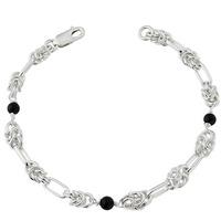 Silver Fancy Onyx Bead Bracelet U19-2134-S38