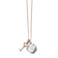 silver rose gold plated heart lock and key pendant p4190 n3625