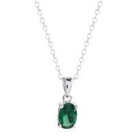 Silver May Oval \'Emerald Green\' Cubic Zirconia Pendant OJS0018P-CZ-E
