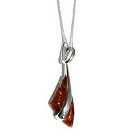 Silver Asymmetric Amber Triangular Pendant P876