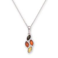 Silver Multi-Colour Marquise Amber Pendant P228