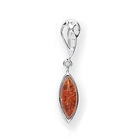 silver marquise amber abstract celtic knot pendant p455