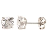 Silver 6mm Round Clear CZ Stud Earrings ZVE0S826