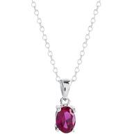 Silver July Oval \'Ruby Red\' Cubic Zirconia Pendant OJS0018P-CZ-R