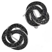 Sif Jakobs Ladies Rhodium Plated \'Prato Tre\' Black Pave Knot Earrings SJ-E1973-BK