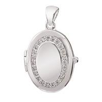 silver oval cubic zirconia locket 8651884