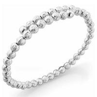 silver diamond cut beaded crossover bangle bs142