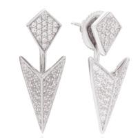 Sif Jakobs Ladies Rhodium Plated \'Pecetto\' White Cubic Zirconia Arrow Ear Jackets SJ-E0210-CZ
