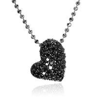 Sif Jakobs Silver and Black Cubic Zirconia Giglio Amore Heart Pendant