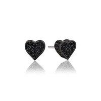 Sif Jakobs Silver and Black Zirconia Amore Heart Stud Earrings