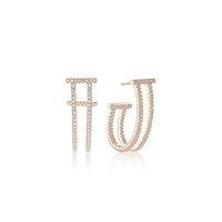 Sif Jakobs Rose Gold Plated and Cubic Zirconia Fucino Lungo Earrings