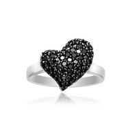 Sif Jakobs Giglio Silver and Black Zirconia Heart Ring