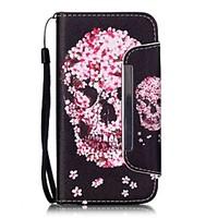Skeleton Head Pattern PU Leahter Full Body Cover with Stand and Card Slot for Samsung Galaxy S4 S5 S6 S6edge S7 S7edge