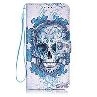 skull painted pu leather material of the card holder phone case forams ...