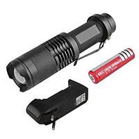 SK68 3-Mode Cree XM-L T6 Zoom LED Flashlight Set (1000LM, 1x18650)