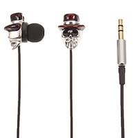 skull shaped stereo in ear headphonered hat