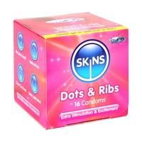 Skins Condoms Dots & Ribs Cube 16 Condoms Pack
