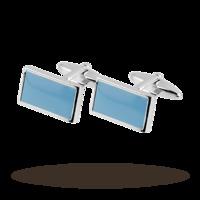 Sky Blue Enamel Rectangle Cufflinks