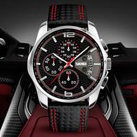SKMEI Men\'s Fashion Sport Dial Chrono Date Leather Strap Quartz Watch Cool Watch Unique Watch