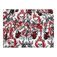 Skulls & Flames Print Cotton Poplin Fabric