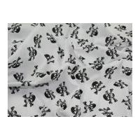Skulls Print Polycotton Dress Fabric White/Black