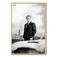 Skyfall James Bond 007 Daniel Craig & Aston DB5 Poster Beech Framed - 96.5 x 66 cms (Approx 38 x 26 inches)