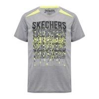 Skechers active short sleeve crew neckline jersey neon graphic t-shirt - Light Grey