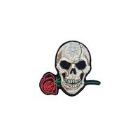 Skull & Rose Iron-On Woven Patch