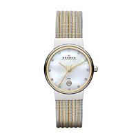 Skagen Klassik ladies\' stone-set bi-colour mesh bracelet watch