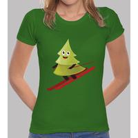 skiing happy pine tree tee