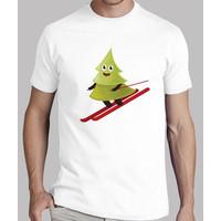 skiing happy pine tree t shirt