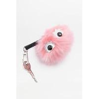 Skinnydip Pink Furry Eyes Pom-Pom Keyring, PINK