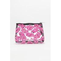 skinnydip flamingo float make up bag clear