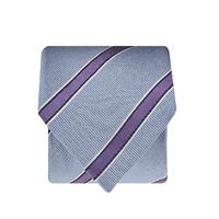 sky and lilac and white stripe 100 silk tie