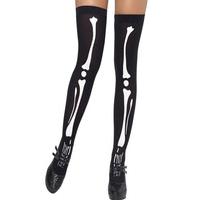 Skeleton Print Thigh High Stockings