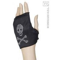 Skull Glovelette Strass Halloween Theme Gloves For Fancy Dress Costumes