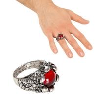 Skulls Ring With Red Gem Pirate Fancy Dress