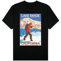 Skier Carrying Snow Skis; Lake Tahoe; California