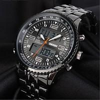 skmei mens watch military dual time zones water resistant with calenda ...