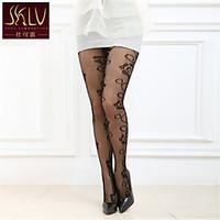 sklv womens meshnylon thin cut out translucence rose pantyhose