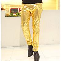 Skinny Chinos Pants, Going out Casual/Daily Simple Solid Rivet Mid Rise Button PU Micro-elastic Spring Summer