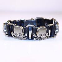 skull classical vintage mens leather braclet fashion jewelry for men p ...