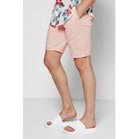 Skinny Fit Chino Shorts With Turn Up - pink