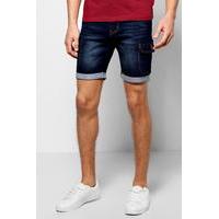 Skinny Denim Cargo Shorts - indigo