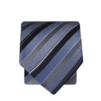 Sky, Silver And Navy Diagonal Stripe 100% Silk Tie